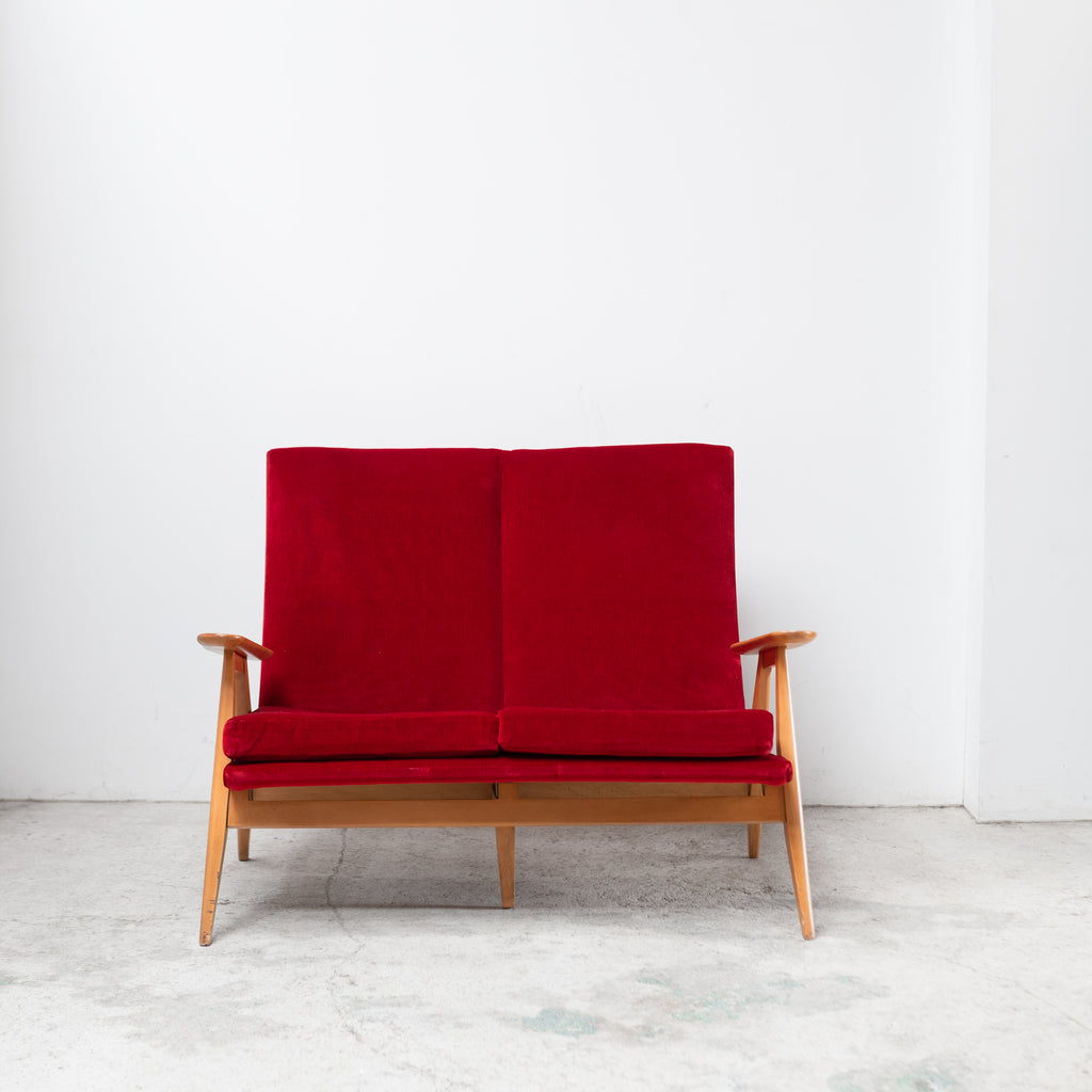 SK-640 ,2-Seater Sofa , Pierre Guariche ,Steiner ,ピエールガーリッシュ, レッドソファ, 2シーターソファ, ソファ, シュタイナー社