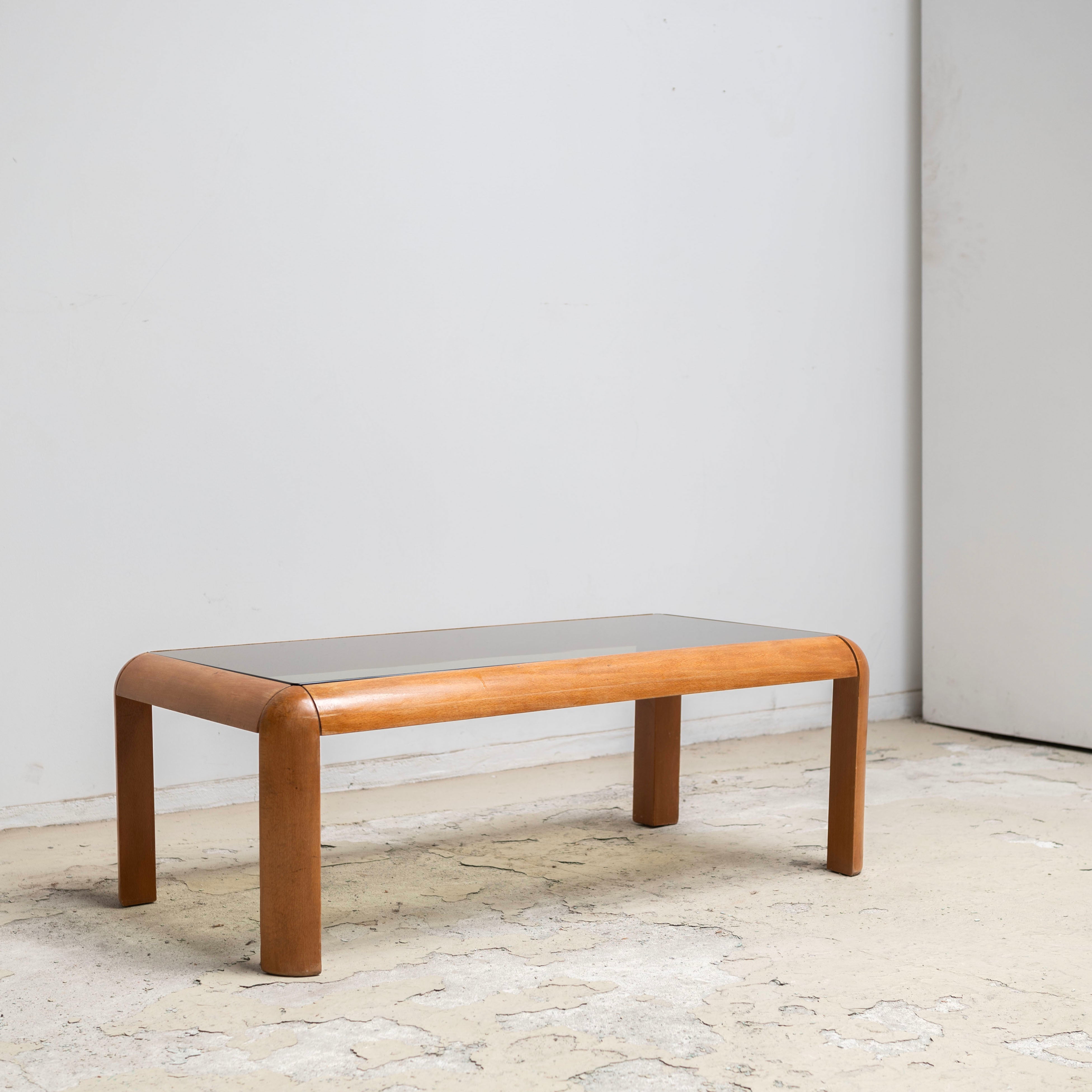 Glass Top Low table , Italy ,1980s – Archeologie Studio
